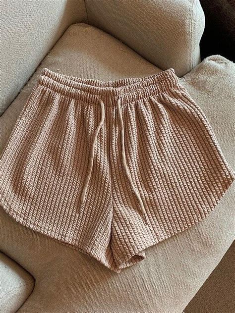 Shop Beige Textured Knit Shorts - for Women | OUTZIDR | Gen-Z Style
