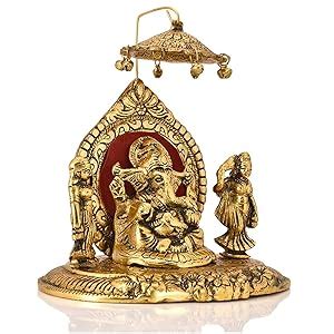 Buy Collectible India Metal Lord Ganesha Riddhi Siddhi Chhatra Statue ...