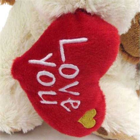 Buy White and Brown 15 Inch Dog Soft Toy with Red Love You Heart Online ...