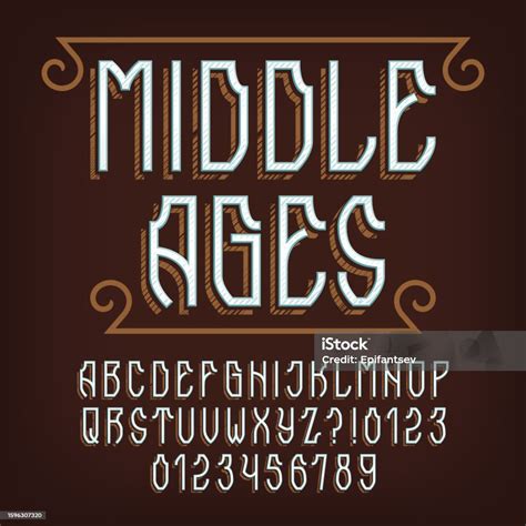Middle Ages Alphabet Font Medieval Letters And Numbers For Label Badge ...