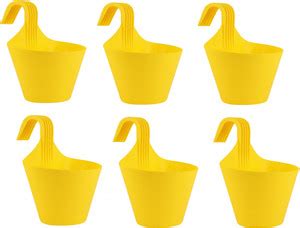 V L POLYMERS Unbreakable Plastic Railing/Hanging Flower Pot Set Plant ...