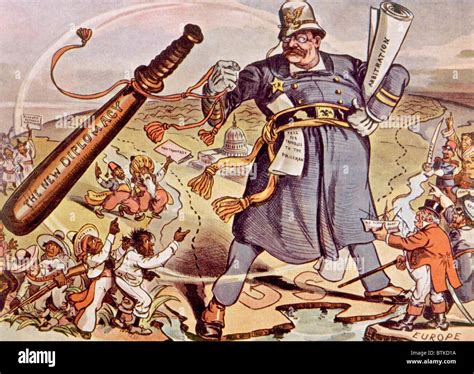 President Theodore Roosevelt shown deploying his new diplomacy of ...