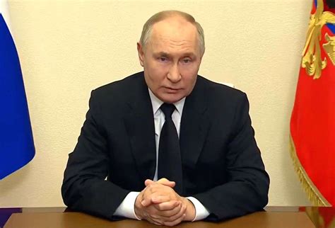 Russia President Vladimir Putin addresses following the terrorist ...