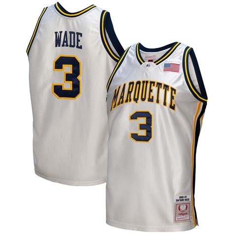 Men's Mitchell & Ness Dwyane Wade White Marquette Golden Eagles College ...