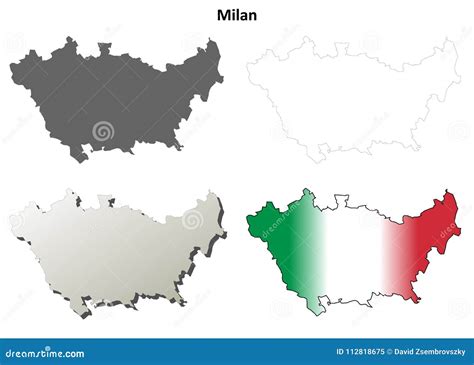 Milan Blank Detailed Outline Map Set Stock Vector - Illustration of isolated, blank: 112818675