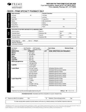 Fillable Online OB/GYN Referral Form - Prime Therapeutics Fax Email ...