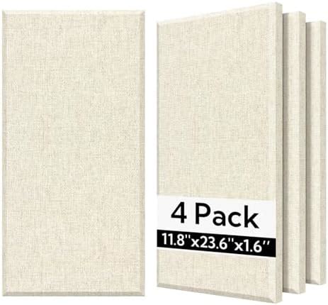 Olanglab Fiberglass Acoustic Wall Panels 4 Pack, 11.8'' x 23.6'' Sound ...