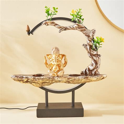 Buy Corsica Polyresin LED Ganesha Figurine with T-Light and Incense ...