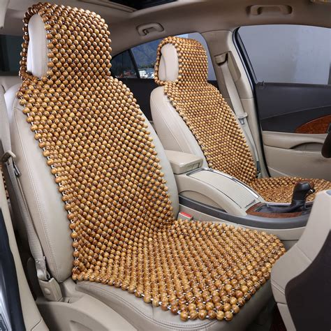 KENNISI Wooden Beaded Car Seat Covers with Headrest Cover 18mm Large ...
