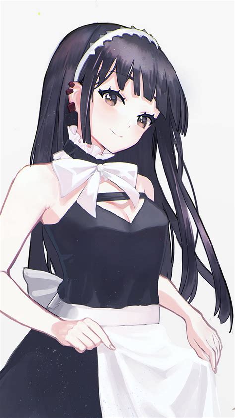 Download wallpaper 938x1668 girl, smile, housemaid, anime iphone 8/7/6s ...