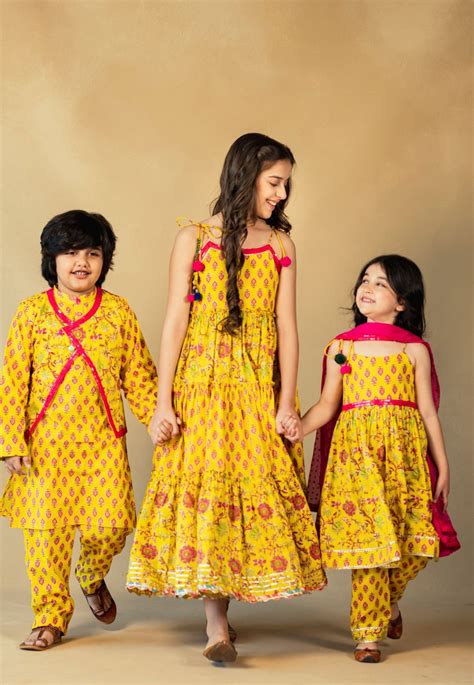 Boy (set of 3) Cotton Printed Kurta Set With Ethnic Jacket – Jilmil