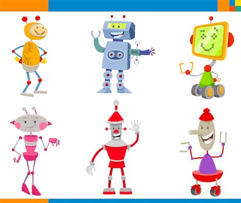 Premium Vector | Cartoon robot characters big set