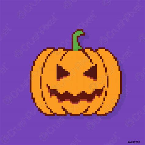 Pumpkin Halloween pixel art on purple background - stock vector 6438207 | Crushpixel