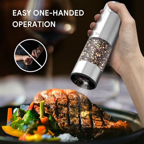 Smoyer Rechargeable Electronic Stainless Steel Salt and Pepper Grinder ...