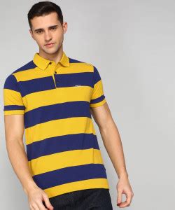 French Connection Striped Men Polo Neck Blue T-Shirt - Buy French ...