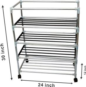 Raunak 4 TIER WITH WHEEL Metal Shoe Stand Price in India - Buy Raunak 4 ...