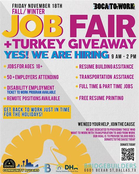 Fall Job Fair & Turkey Giveaway at Bridge Builders, Dallas on 18th November, 2022