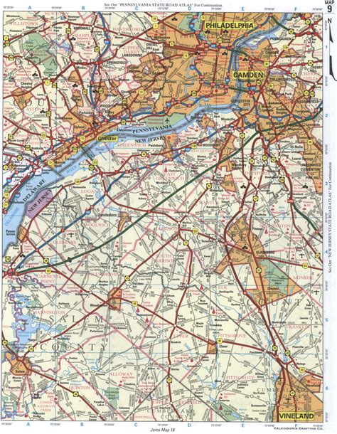 Map of Salem County NJ and Delaware County PA. Roads and towns in Salem ...