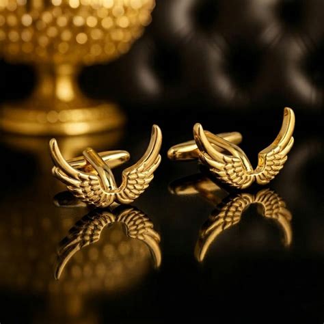 Gold Angel Wings Cufflinks - Polished Formal Shirt Accessory – Lucas Lia