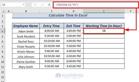 Excel Time Calculation 的图像结果