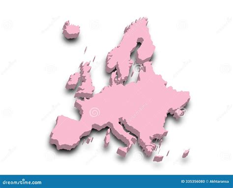 3d Render Map Of Europe With Borders, Europe Continent Administrative Map With Color On White ...