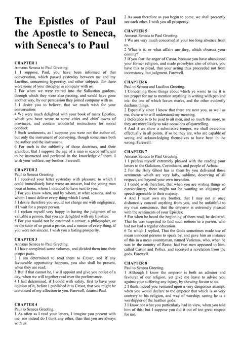 English - The Epistles of Paul the Apostle to Seneca, with Seneca's to ...