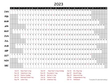 2023 Yearly Template - CalendarHolidays.in