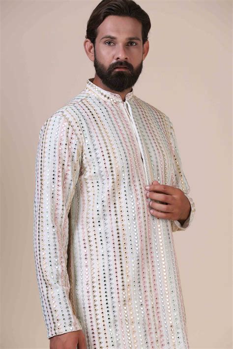 Classy Multi-colour Embroidered Kurta Pajama– Brahaan by Narains