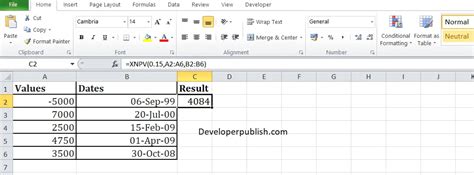 Image result for Example of Xnpv Function in Excel