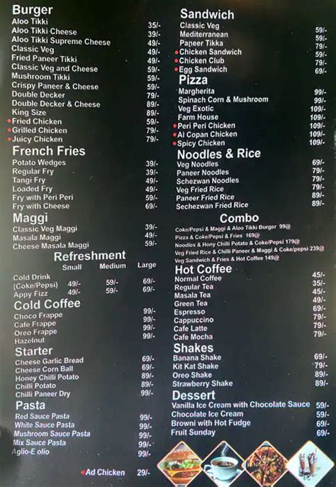 Menu at RED HEART BAKERY, Lucknow