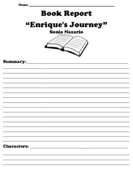 “Enrique's Journey” Sonia Nazario UDL BOOK REPORT WORKSHEET | TPT