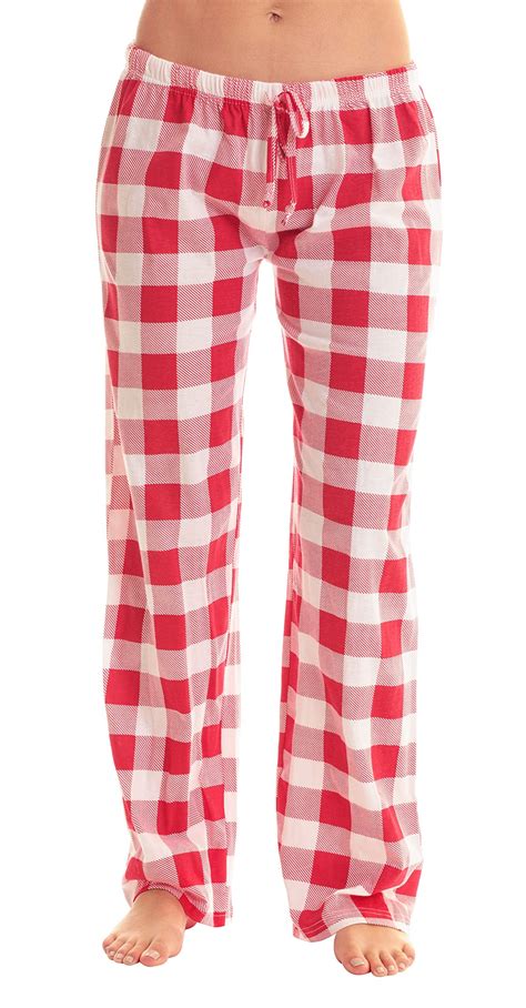 Just Love Women Buffalo Plaid Pajama Pants Sleepwear (Red White Buffalo ...