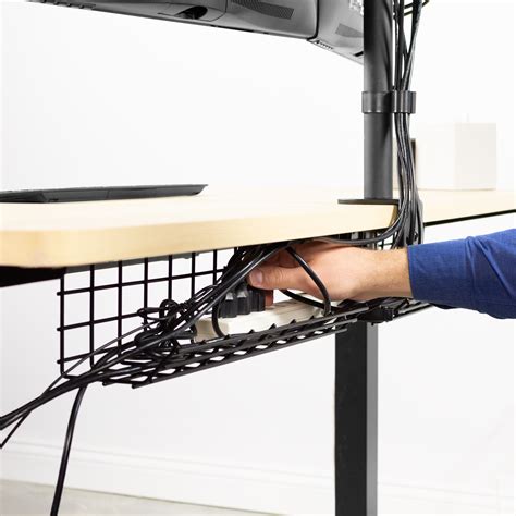 VIVO tray under desk filled with cables