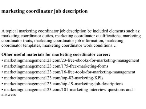Marketing coordinator job description | PPTX