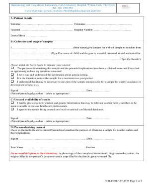 Consent Form for Genetic Analysis - Blank Fillable Template | Fill Out ...