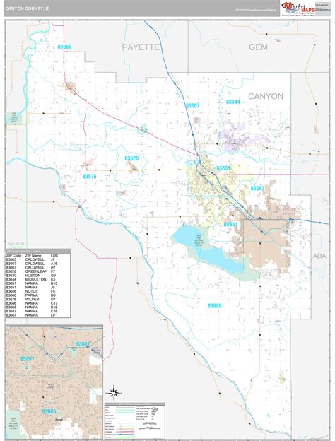 Canyon County, ID Wall Map Premium Style by MarketMAPS - MapSales