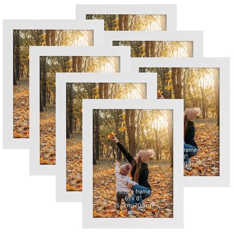 EXYGLO 8x6 Photo Frames Set of 7, White Picture Frame 8x6 for Wall and ...