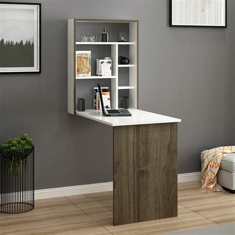 Tavolo Pieghevole MEUBLE COSY Per Computer, Scrivania Portatile - In Metallo E Legno, Nero, Salva-spazio