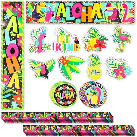 Buy 40 Pcs Tropical Bulletin Board Banner Borders and Cutout ...