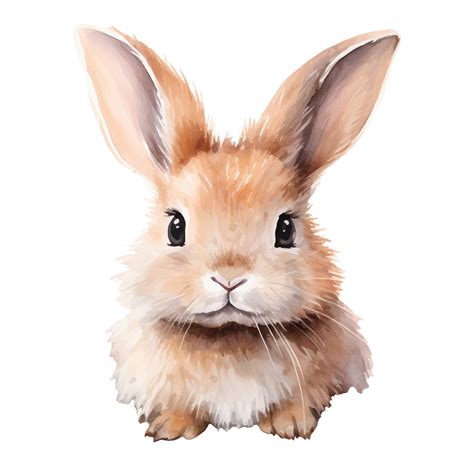 Watercolor baby bunny. Vector illustration with hand drawn fluffy ...