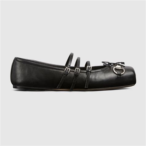 Women's Gucci Horsebit ballet flat in black leather | GUCCI® AU