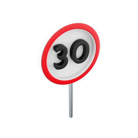 3d render 30 kilometers or miles per hour max speed limit red sign - Thirty speed limit traffic ...
