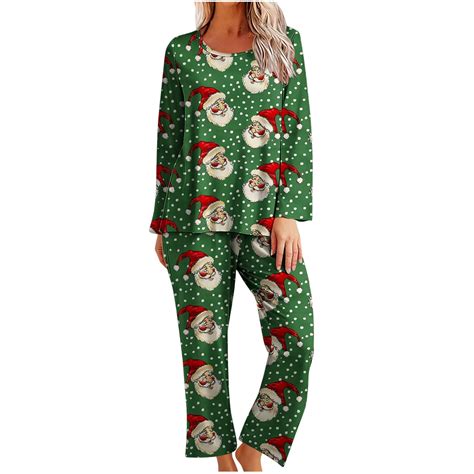Tnhcen Festive Printed Long Sleeve Pajamas for Women Christmas Graphic ...