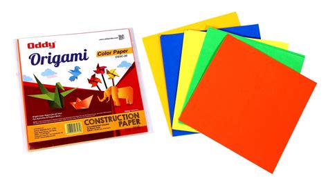 Oddy Origami Sheets, Single Side Fluorescent, 6”x6”,4 Sheets X 5 Color ...