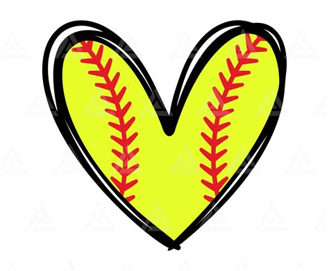 Softball Heart Svg, Baseball Svg, Red Stitch, Softball Cheer Mom Shirt, Doodle Heart. Cut File ...