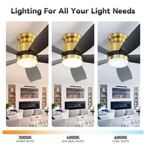 Bybafun 52-in Black with Finished Blades Indoor Ceiling Fan Light Kit ...