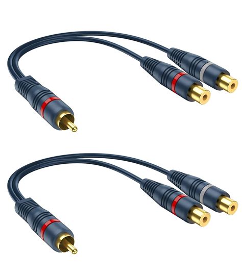 DteeDck RCA Splitter 1 Male 2 Female 2 Pack, RCA Y Splitter Cable Audio ...