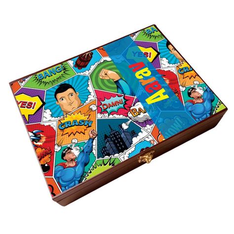 Personalised Wooden Artbox - Comic Colors