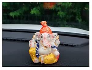 Buy AFTERSTITCH Ganesha Idol for Car Dashboard Pagdi Baal Ganesh Statue ...