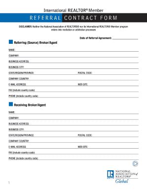 National Association of Realtors Referral Contract Form - Fill and Sign ...